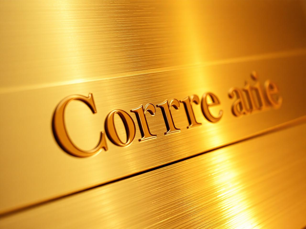 Polished brass corporate name plate with engraved lettering